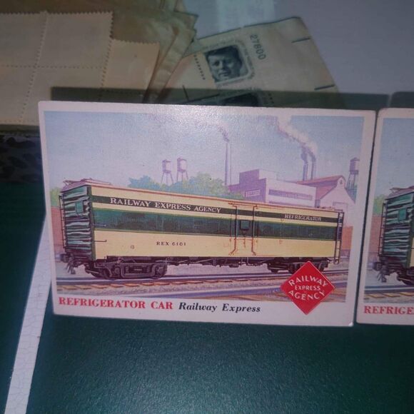 1955 Topps Rails and Sails #103 - Refrigerator Car - Railway Express - Lot of 2 - Picture 2 of 10